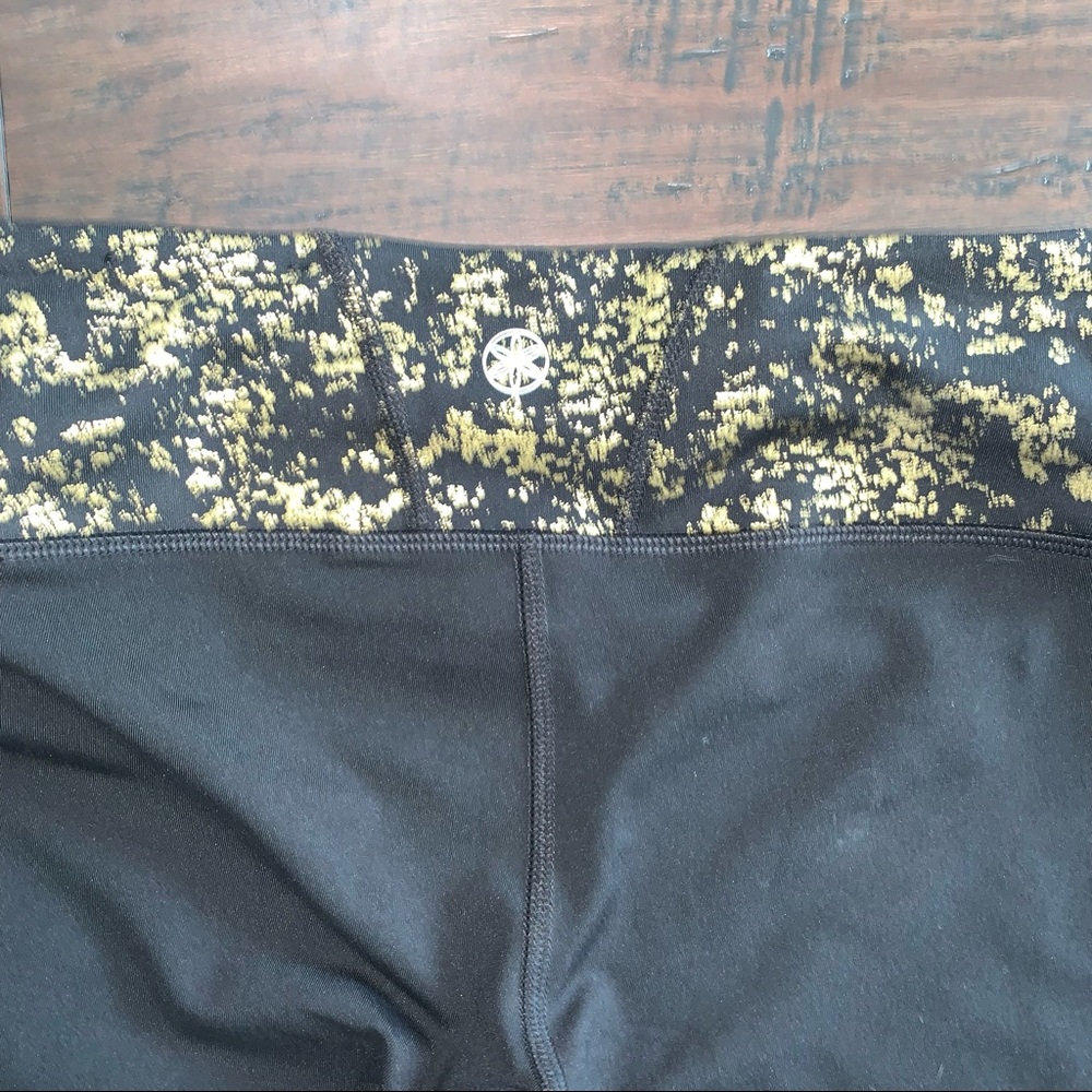 Gaiam Black Leggings with Gold Accent and Mesh Panels - Picture 7 of 10